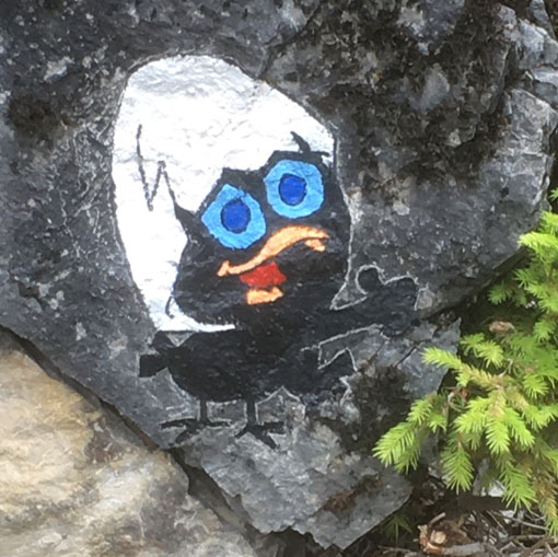 Calimero, peinture sur rochers