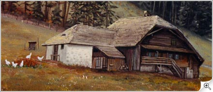 Chalet d'alpage et poules
