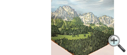Paysage montagneux sur cuir