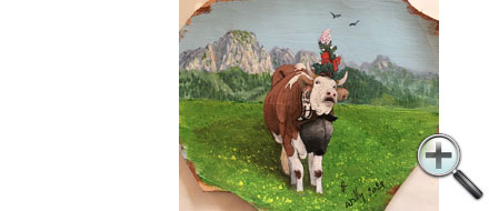 Une vache qui beugle sur cuir