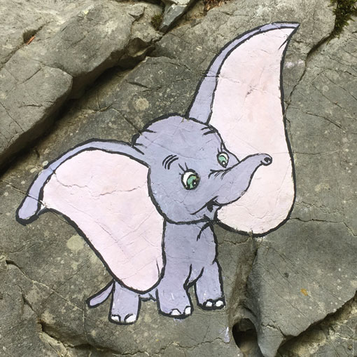 Dumbo, peinture sur rochers