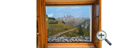 Fresque paysage de montagnes dans un saut de loup