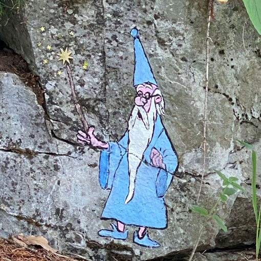Merlin l'enchanteur, peinture sur rochers