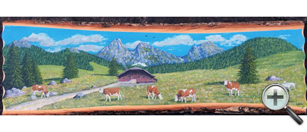 Alpage de montagne sur bois