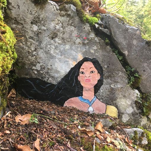 Pocahontas, peinture sur rochers