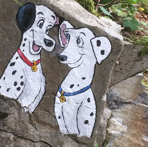 Pongo et Perdita, peinture sur rochers
