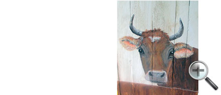 Tête de vache dans un cache pot