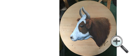 Vache sur oiseau en bois