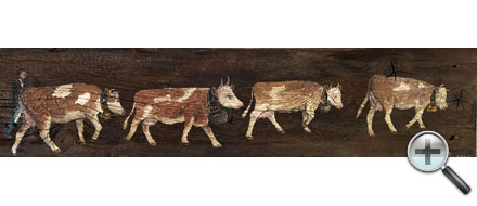4 vaches sur vieille planche