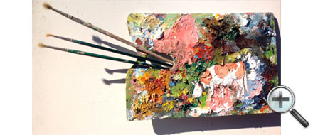 Vache dans la palette