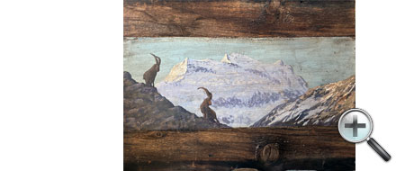 Bouquetins sur fond de montagnes enneigées