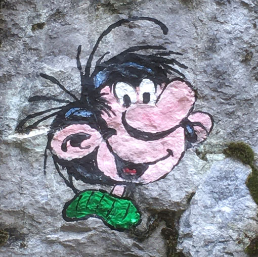Gaston Lagaffe, peinture sur rochers