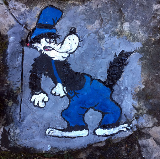 Le grand méchant loup, peinture sur rochers