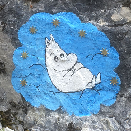 Moumine, peinture sur rochers