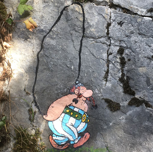 Obélix, peinture sur rochers
