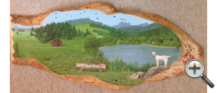 Paysage sur bois