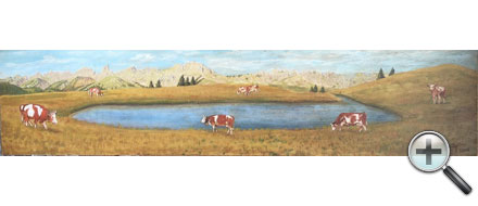 Paysage de montagne et vaches