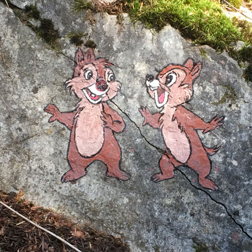 Tic et Tac, peinture sur rochers