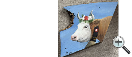 Tête de vache, huile sur bois