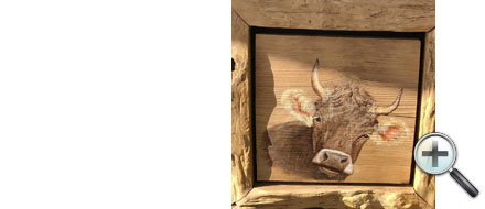 Tête de vache, huile sur bois